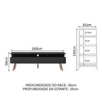 Rack para TV até 65 Polegadas Madesa Londres e Estante Escada Preto/Branco