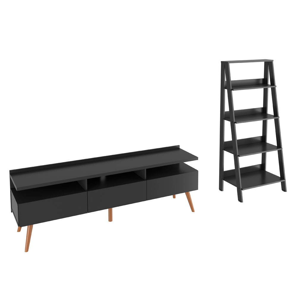 Rack para TV até 65 Polegadas Madesa Londres e Estante Escada Preto