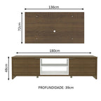 Rack Madesa Metz e Painel para TV até 55 Polegadas Rustic/Branco/Rustic
