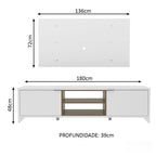 Rack Madesa Metz e Painel para TV até 55 Polegadas Branco/Rustic