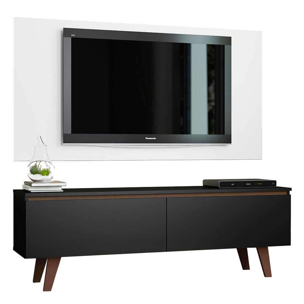 Rack Madesa Le Mans e Painel para TV até 55 Polegadas 2 Portas Preto/Branco