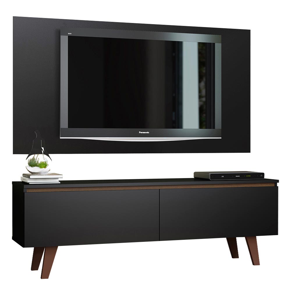 Rack Madesa Le Mans e Painel para TV até 55 Polegadas 2 Portas Preto
