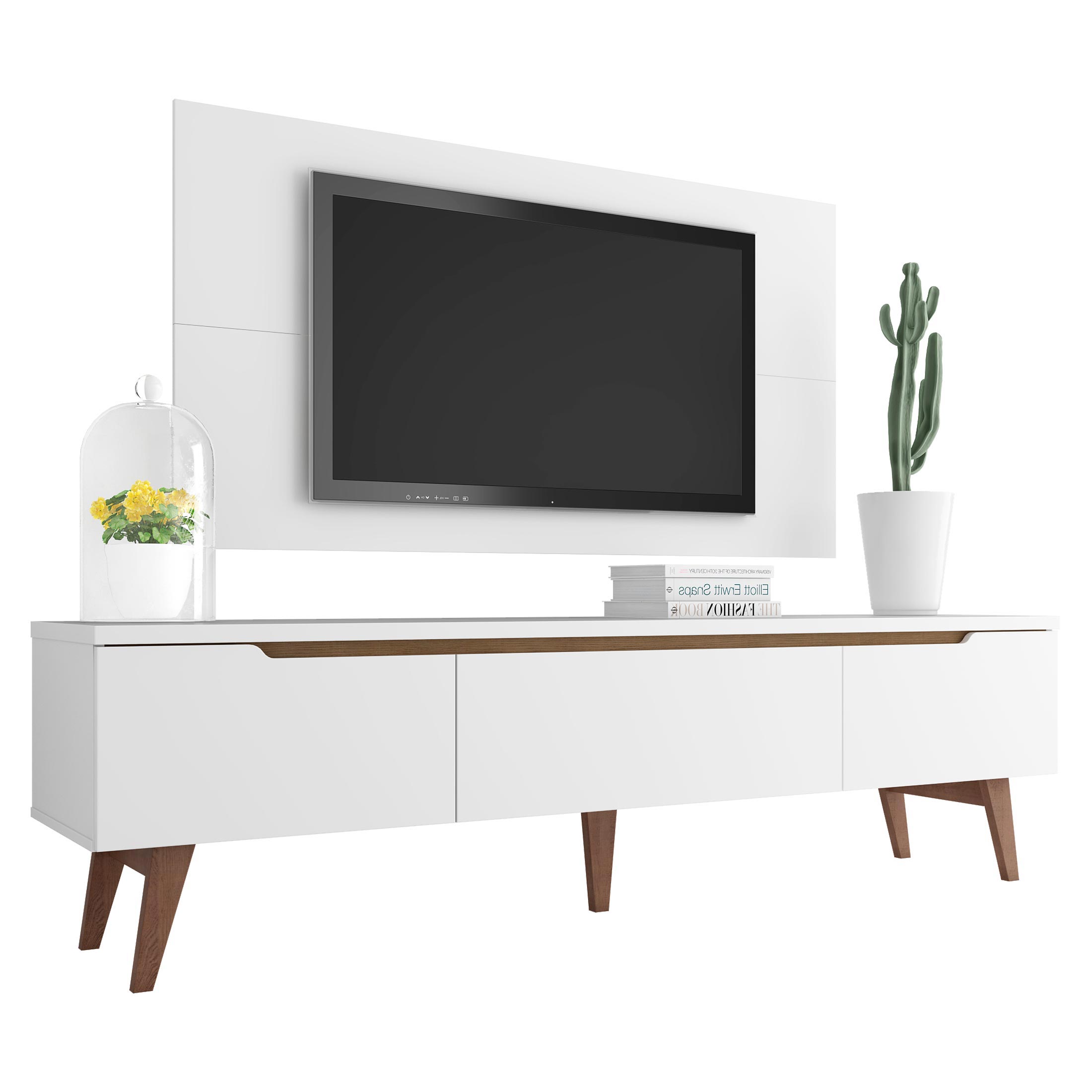 Rack Madesa Reims e Painel para TV até 55 Polegadas 2 Portas e 1 Gaveta Branco