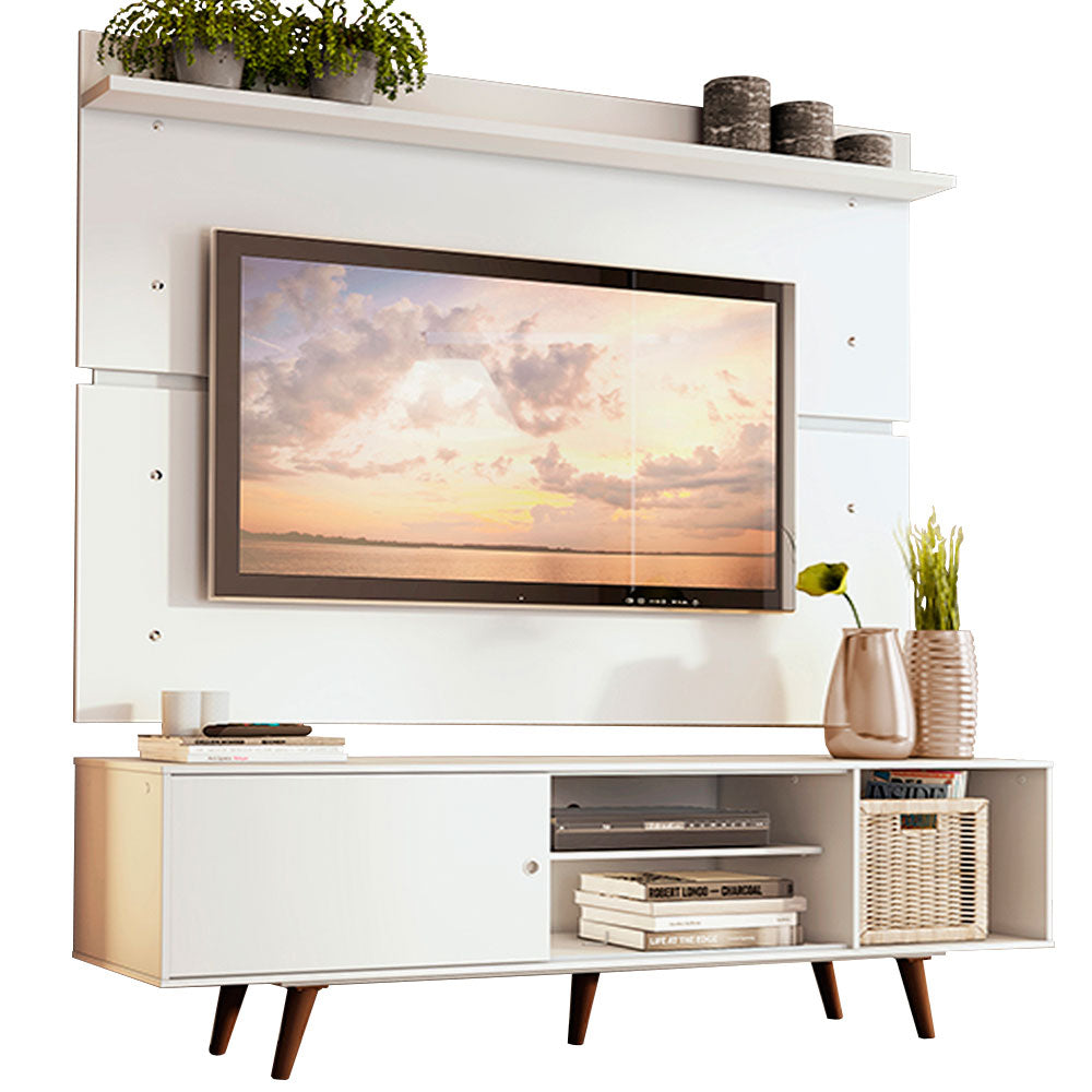 Rack Madesa Dubai e Painel para TV até 65 Polegadas com Pés Branco/Rustic 099B