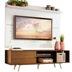 Rack Madesa Dubai e Painel para TV até 65 Polegadas com Pés Rustic/Branco 5Z09