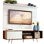 Rack Madesa Dubai e Painel para TV até 65 Polegadas com Pés Rustic/Branco 6E09