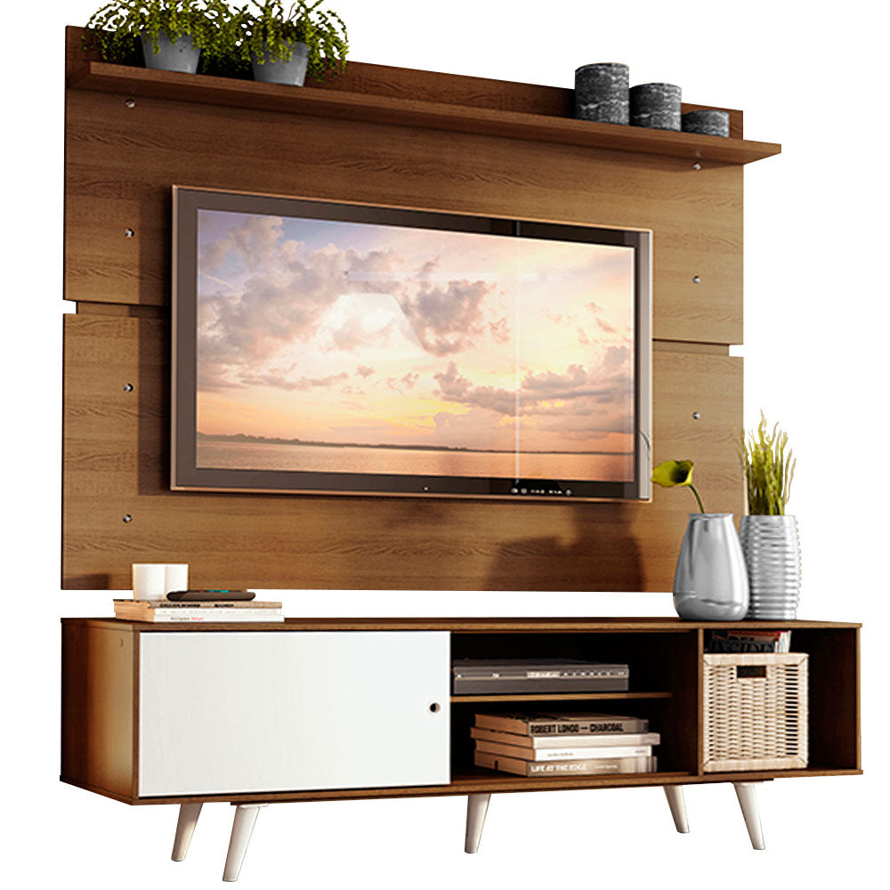 Rack Madesa Dubai e Painel para TV até 65 Polegadas com Pés Rustic/Branco 6E6E