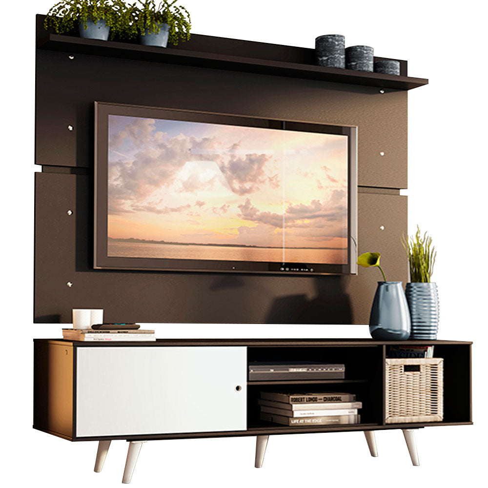 Rack Madesa Dubai e Painel para TV até 65 Polegadas com Pés Preto/Branco 7777