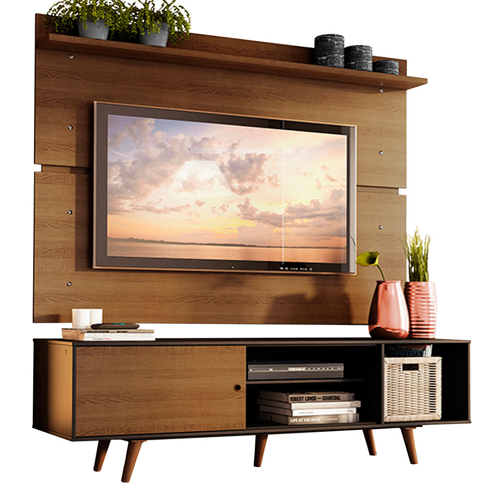 Rack Madesa Dubai e Painel para TV até 65 Polegadas com Pés Preto/Rustic D85Z