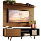 Rack Madesa Dubai e Painel para TV até 65 Polegadas com Pés Preto/Rustic D85Z