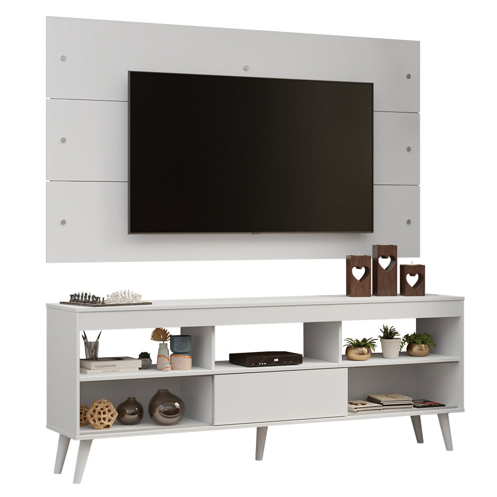 Rack com Painel para TV até 65 Polegadas com Pés Branco Detroit Madesa