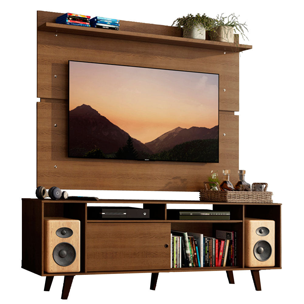 Rack Madesa Cancun com Pés e Painel para TV até 65 Polegadas Rustic