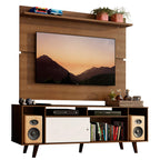 Rack Madesa Cancun com Pés e Painel para TV até 65 Polegadas Rustic/Branco 6E5Z
