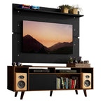 Rack Madesa Cancun com Pés e Painel para TV até 65 Polegadas Rustic/Preto 7KD8