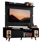 Rack Madesa Cancun com Pés e Painel para TV até 65 Polegadas Preto/Preto 8ND8