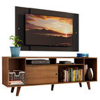 Rack Madesa Cancun com Pés e Painel para TV até 58 Polegadas Rustic/Preto 5ZD8