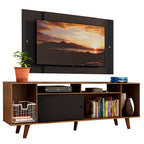 Rack Madesa Cancun com Pés e Painel para TV até 58 Polegadas Preto/Rustic 7KD8