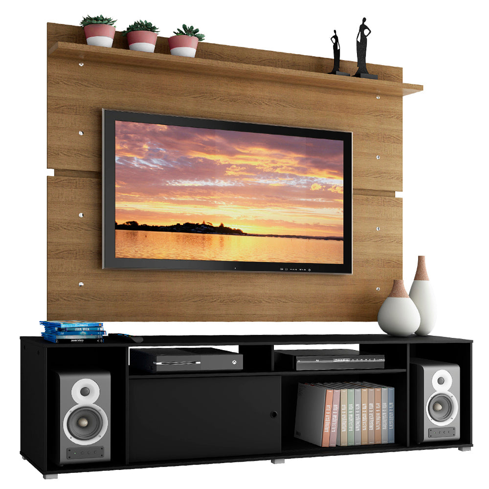 Rack Madesa Cancun e Painel para TV até 65 Polegadas Preto/Rustic 8N5Z