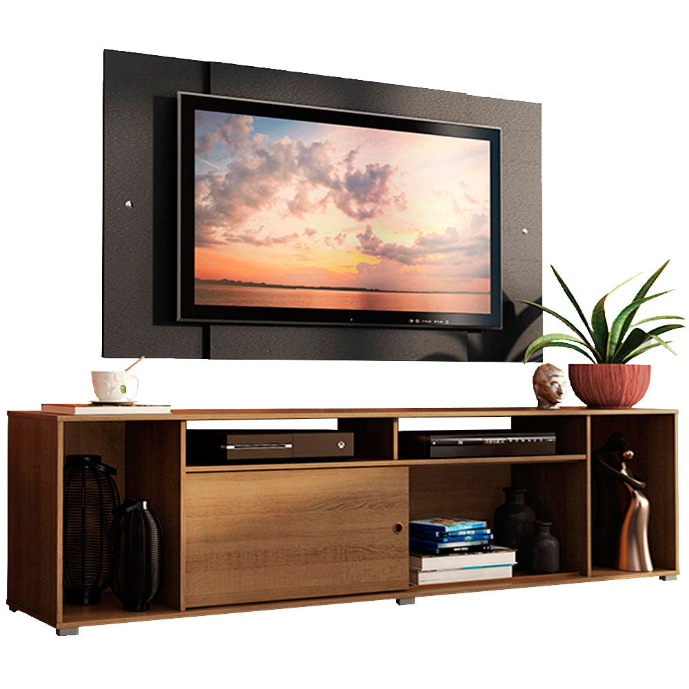 Rack Madesa Cancun e Painel para TV até 58 Polegadas Rustic/Preto 5Z8N