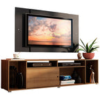 Rack Madesa Cancun e Painel para TV até 58 Polegadas Rustic/Preto 5Z8N