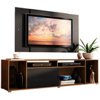 Rack Madesa Cancun e Painel para TV até 58 Polegadas Rustic/Preto 7K8N