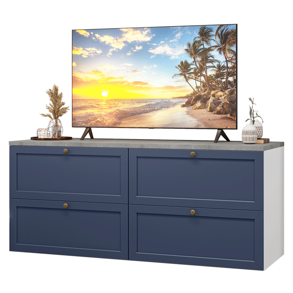 Rack para TV até 70 Polegadas 160cm 4 Gavetas Branco/Azul Vik Madesa 04