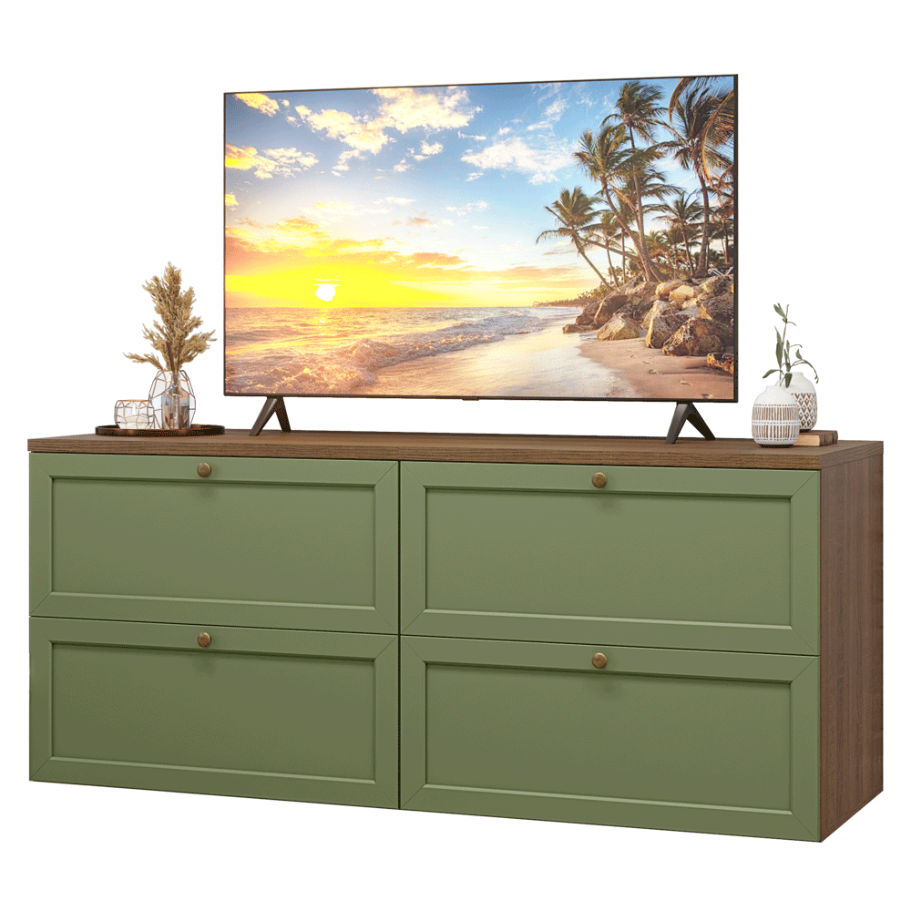 Rack para TV até 70 Polegadas 160cm 4 Gavetas Rustic/Verde Vik Madesa 04