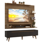 Rack com Painel para TV até 60 Polegadas 180 cm com Pés Rustic/Preto/Rustic Reims Madesa