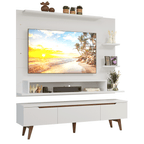 Rack com Painel para TV até 60 Polegadas 180 cm com Pés Branco/Rustic Reims Madesa