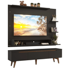 Rack com Painel para TV até 60 Polegadas 180 cm com Pés Preto/Rustic Reims Madesa