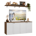 Rack para TV até 70 Polegadas + Prateleiras 160cm Rustic/Branco Vik Madesa 05