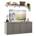 Rack para TV até 70 Polegadas + Prateleiras 160cm Branco/Cinza Vik Madesa 05