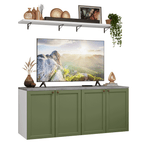 Rack para TV até 70 Polegadas + Prateleiras 160cm Branco/Verde Vik Madesa 05