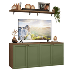 Rack para TV até 70 Polegadas + Prateleiras 160cm Rustic/Verde Vik Madesa 05