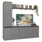 Rack Suspenso para TV até 70 Polegadas + Prateleira 200cm Cinza Nice Madesa 01