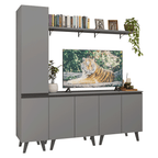 Rack para TV até 70 Polegadas + Prateleira 200cm Cinza Nice Madesa 02