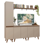 Rack para TV até 70 Polegadas + Prateleira 200cm Crema Nice Madesa 02