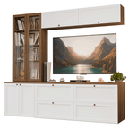 Estante Sala de Estar com Rack + Cristaleira 230cm Rustic/Branco/Rustic Vik Madesa 02