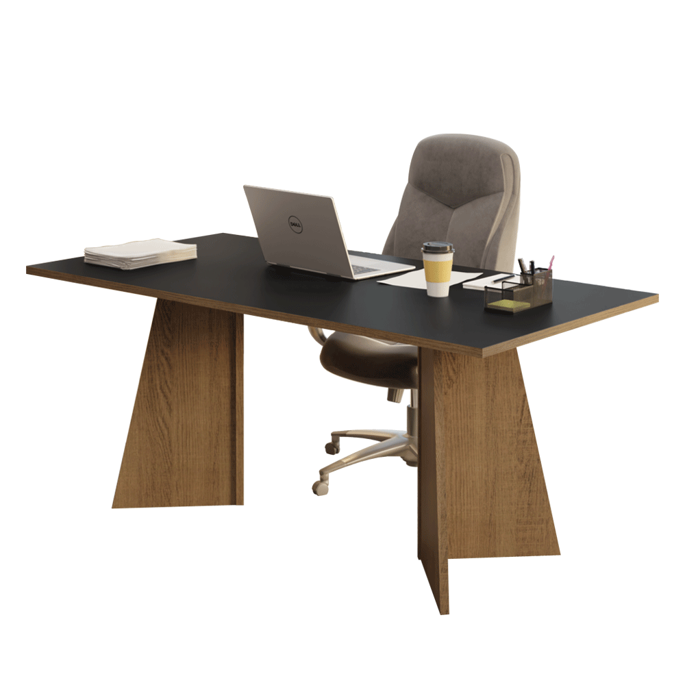 Mesa para Escritório Diretor Presidente 180cm Rustic/Preto 5388 Madesa