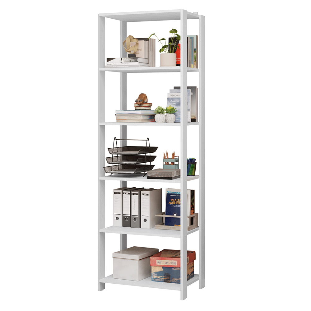 Estante Armário Multiuso para Escritório 59cm 5 Prateleiras Branco Madesa