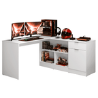 Escrivaninha em L para Computador Gamer Branco Roma Madesa