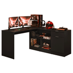 Escrivaninha em L para Computador Gamer Preto Roma Madesa