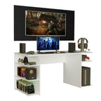 Mesa para Computador Gamer Madesa 9409 e Painel para TV até 50 Polegadas Branco/Preto