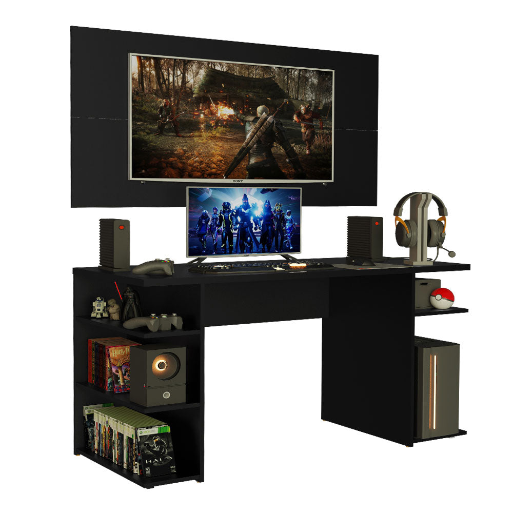 Mesa para Computador Gamer Madesa 9409 e Painel para TV até 50 Polegadas Preto