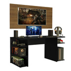 Mesa para Computador Gamer Madesa 9409 e Painel para TV até 50 Polegadas Preto/Rustic