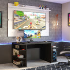 Mesa para Computador Gamer Madesa 9409 e Painel para TV até 65 Polegadas Preto/Branco