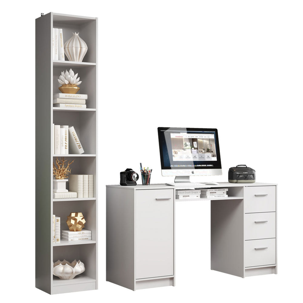 Escrivaninha Madesa Alaska + Estante Livreiro 6906 Branco