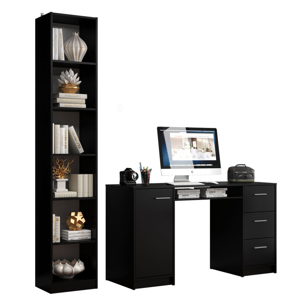 Escrivaninha Madesa Alaska + Estante Livreiro 6906 Preto
