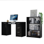 Escrivaninha Madesa Alaska + Estante Livreiro 6907 Preto