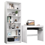 Escrivaninha Madesa Rubi + Estante Livreiro 6908 Branco